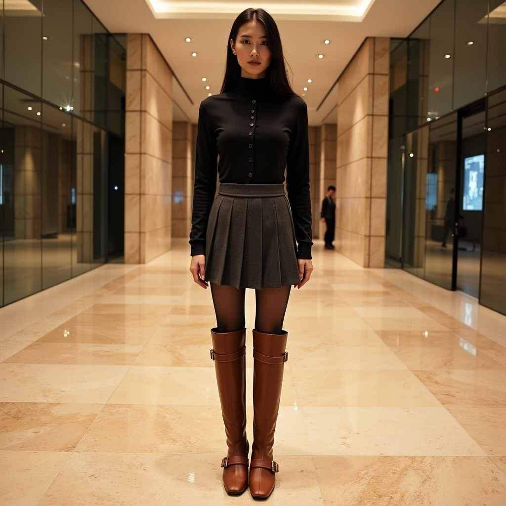 Buckled Strap Long Boots Brown detail 17