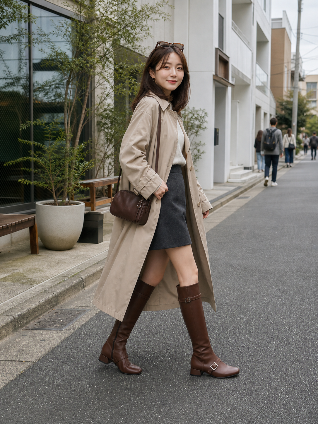 Buckled Strap Long Boots Brown detail 9