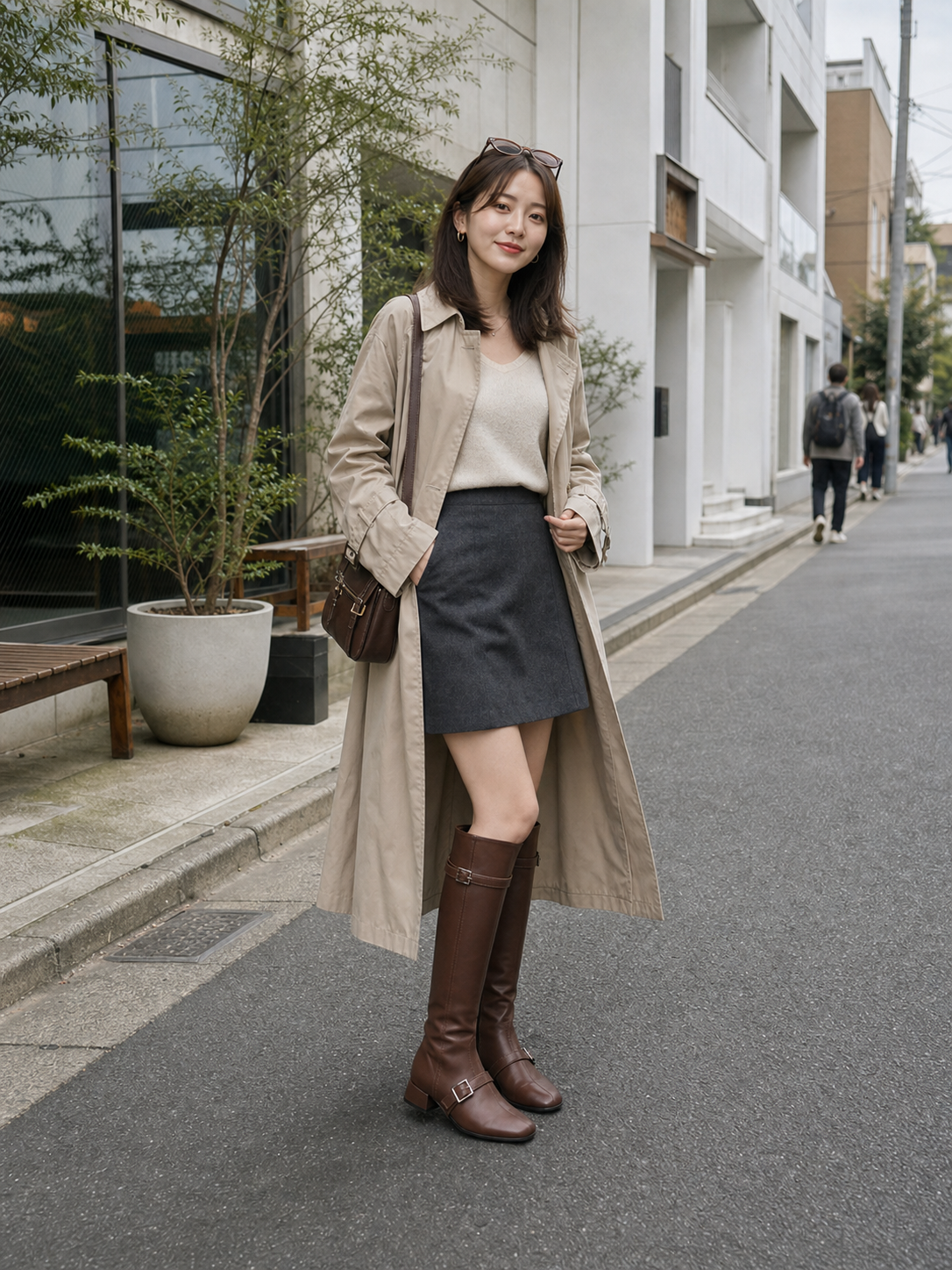 Buckled Strap Long Boots Brown detail 8