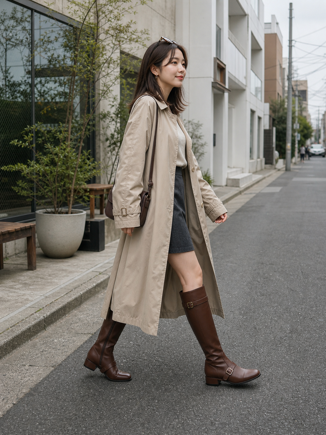 Buckled Strap Long Boots Brown detail 7
