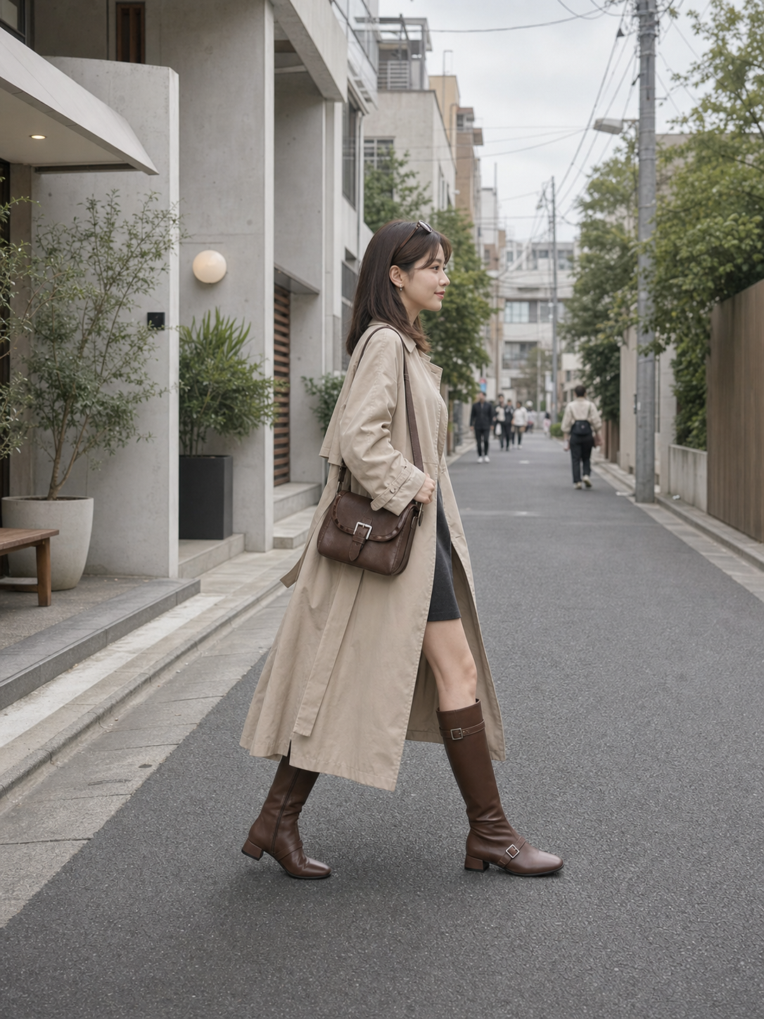Buckled Strap Long Boots Brown detail 6