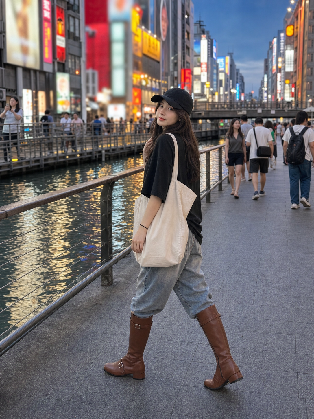 Buckled Strap Long Boots Brown