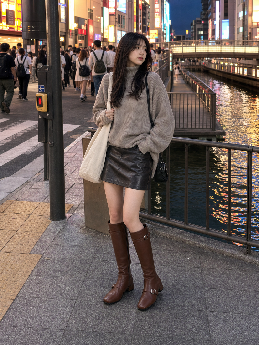 Buckled Strap Long Boots Brown detail 5